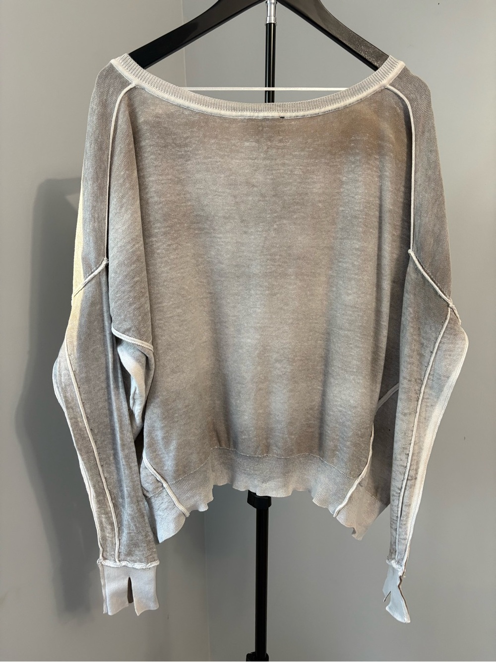 Free People We The Free Gibson V-Neck Pullover Sweater Petrified Wood Boho M - Picture 2 of 10